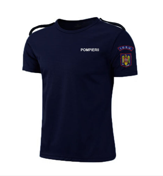 Tricou POMPIERII cu emblema pe maneca